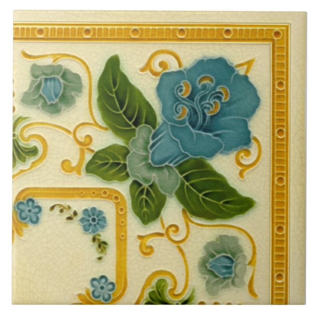 Carreau Repro 1900 Pilkington Art nouveau Bordure (Devant)
