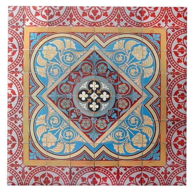Carreau Repro Allemand Géométrique Art Nouveau Jugendstil (Devant)