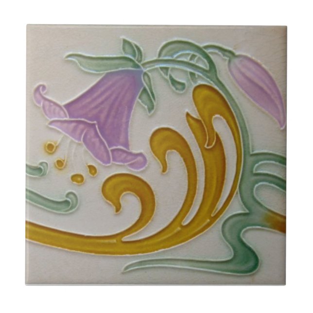 Carreau Repro Antique Art Nouveau Frontière Tubeline Lily (Devant)