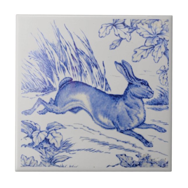 Carreau Repro Antique Wedgwood 1876 Tuile de lapin de lièv (Devant)