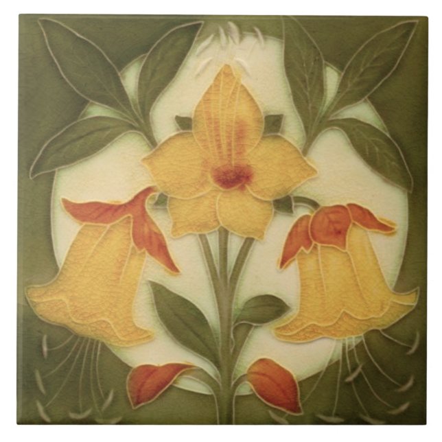 Carreau Repro Art Nouveau Trio Daffodique Tubelin (Devant)