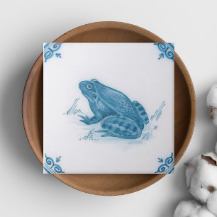 Carreau Repro Blue et White Frog Delft