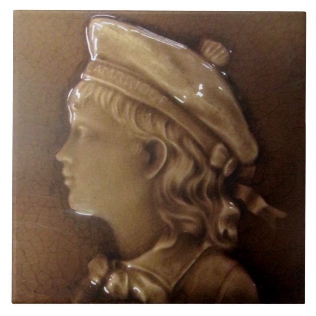 Carreau Repro Boy Portrait Majolica, l'ancien Victorian (Devant)