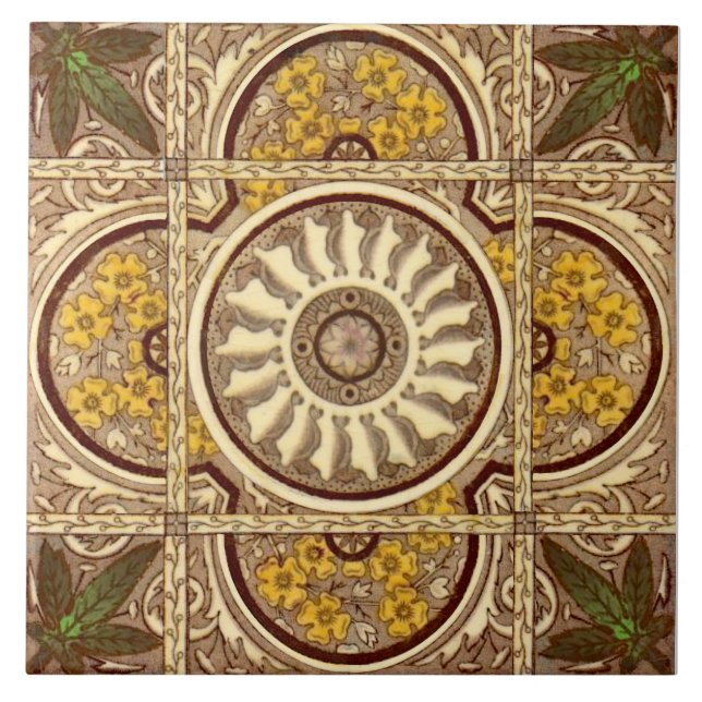 Carreau Répro c.1885 Malkin Sunflower Eastlake Esthétique (Devant)