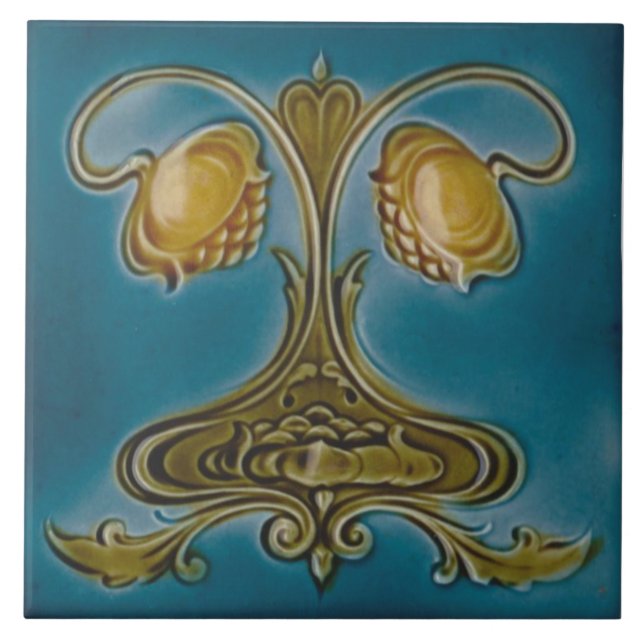 Carreau Repro début des années 1900 Floral anglais Art Nou (Devant)