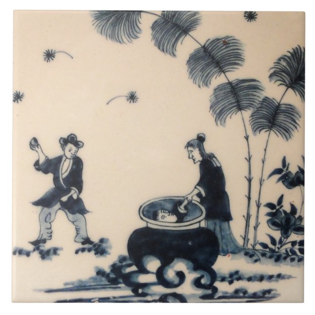 Carreau Repro Delft Tile Chinoiserie (Devant)