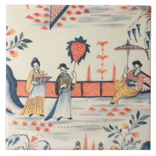 Carreau Repro Delft Tile Chinoiserie Scène pittoresque