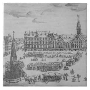 Carreau Repro Delft Tile Nuremberg Ville Carré Bleu