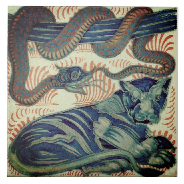 Carreau Repro Edwardian Art Nouveau Tiger Tiger Tile (Devant)