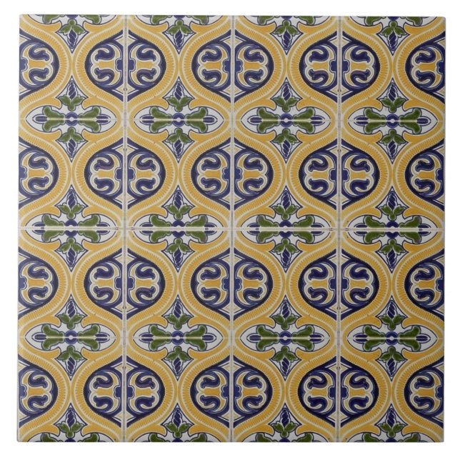 Carreau Repro Espagnol Géométrique Azulejos Bleu Carrelage (Devant)