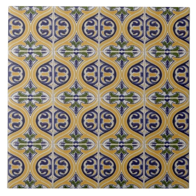 Carreau Repro Espagnol Géométrique Azulejos Bleu Carrelage (Devant)