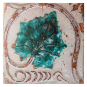 Carreau Repro Espagnol Géométrique Azulejos Feuille verte 