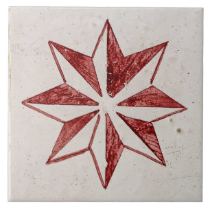 Carreau Repro Espagnol géométrique Azulejos Floral Rouge