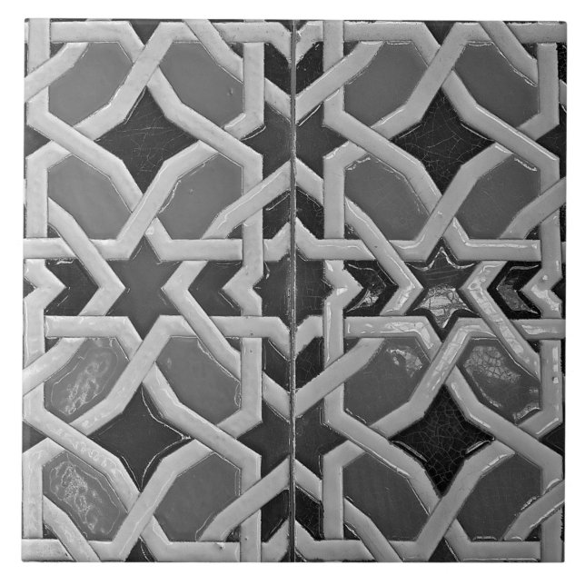 Carreau Repro Espagnol Géométrique Azulejos Gris (Devant)