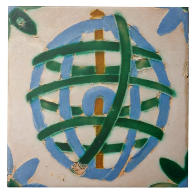 Carreau Repro Espagnol Géométrique Azulejos Vert Bleu (Devant)