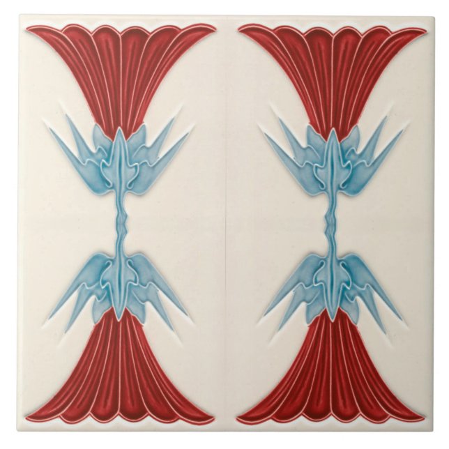 Carreau Repro German Art Nouveau Jugendstil Tile de fleurs (Devant)