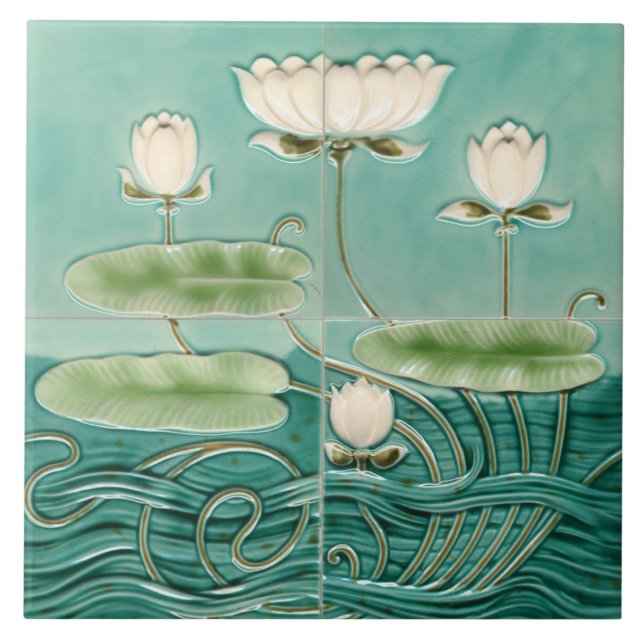 Carreau Repro German Art Nouveau Jugendstil Waterlilly (Devant)