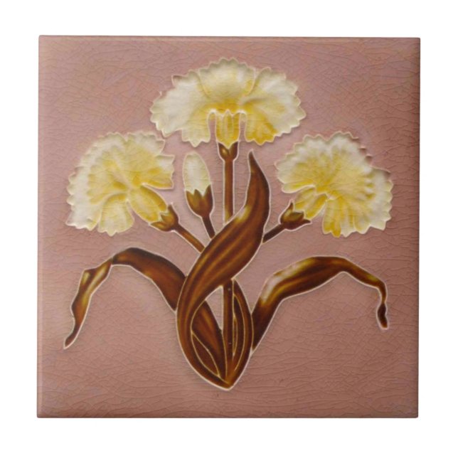 Carreau Repro Meakin Art Nouveau Pink Carnations Floral (Devant)