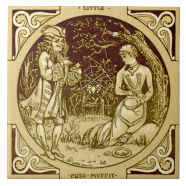 Carreau Repro Minton Lotle Miss Muffet Nursery Rhyme (Devant)