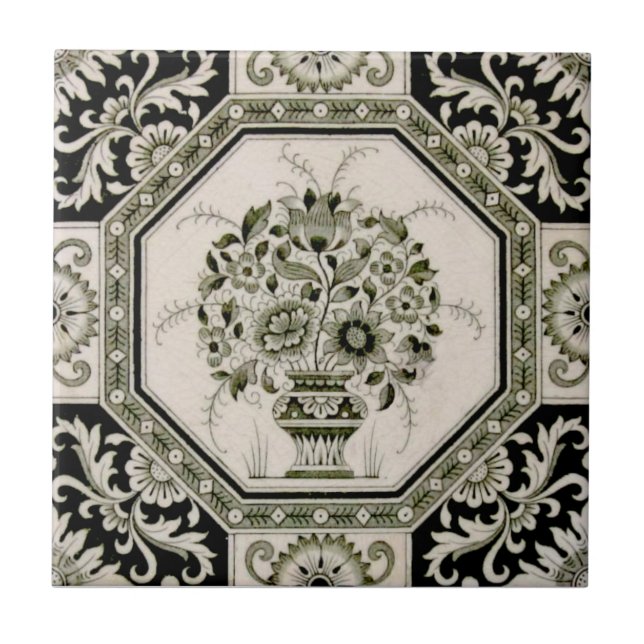 Carreau Repro Minton Photographie florale d'esthétique noi (Devant)