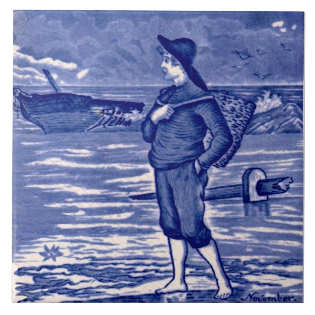 Carreau Repro Novembre Mois Du Calendrier Bleu De Wedgwood (Devant)