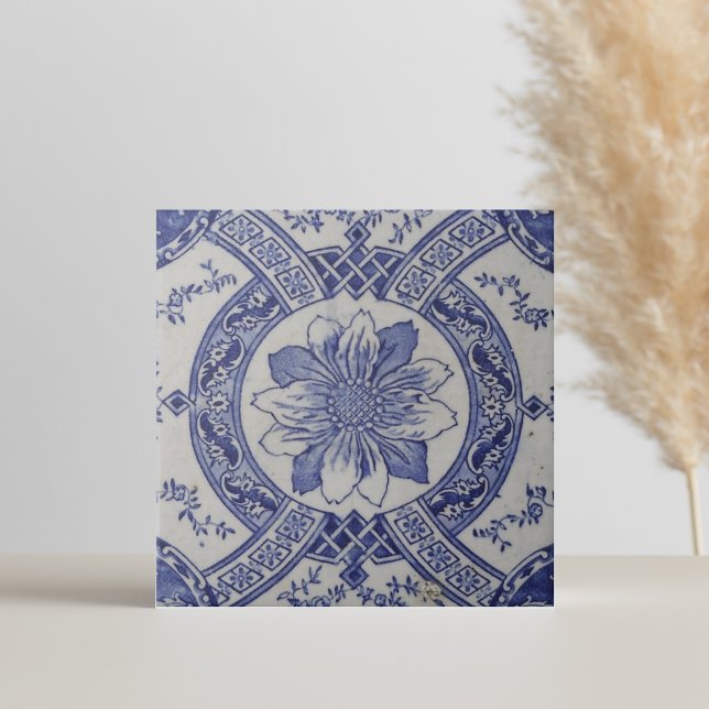 Carreau Repro Portugais bleu géométrique Azulejos Floral (vintage Delft tiles floral blue and white )