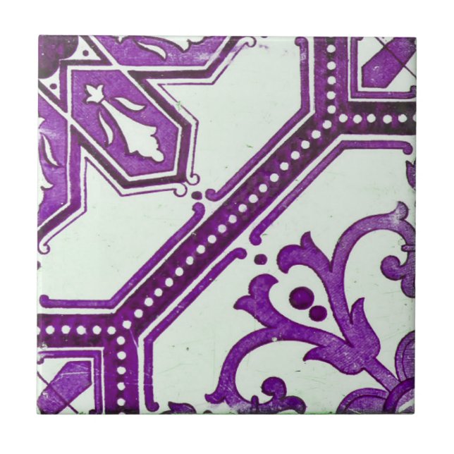 Carreau Repro Portugais Violet Géométrique Azulejos Carrea (Devant)