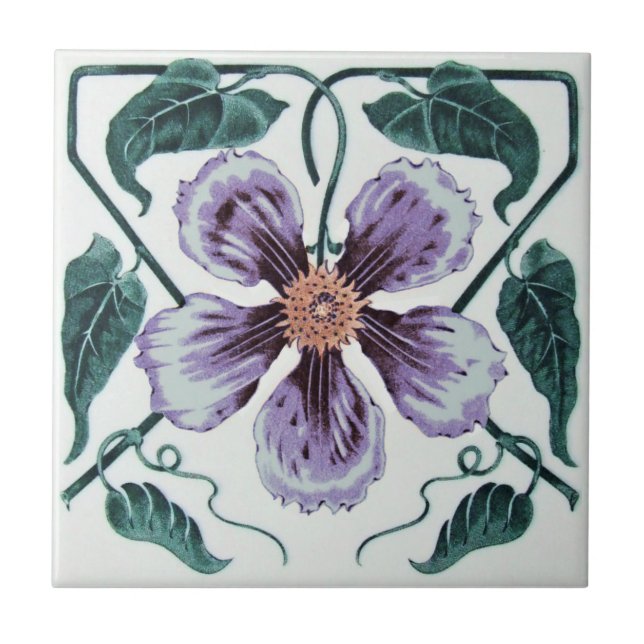 Carreau Repro Purple Clematis Allemand Art Nouveau (Devant)