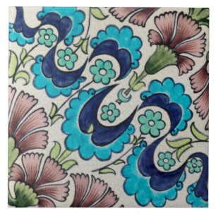 Carreau Repro Vintage bleu marron Floral De Morgan tuiles