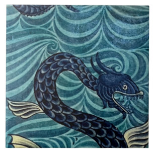 Carreau Repro Vintage Blue Seahorse De Morgan