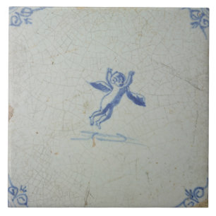 Carreau Repro Vintage Hollandais Bleu et Blanc Delft tuile