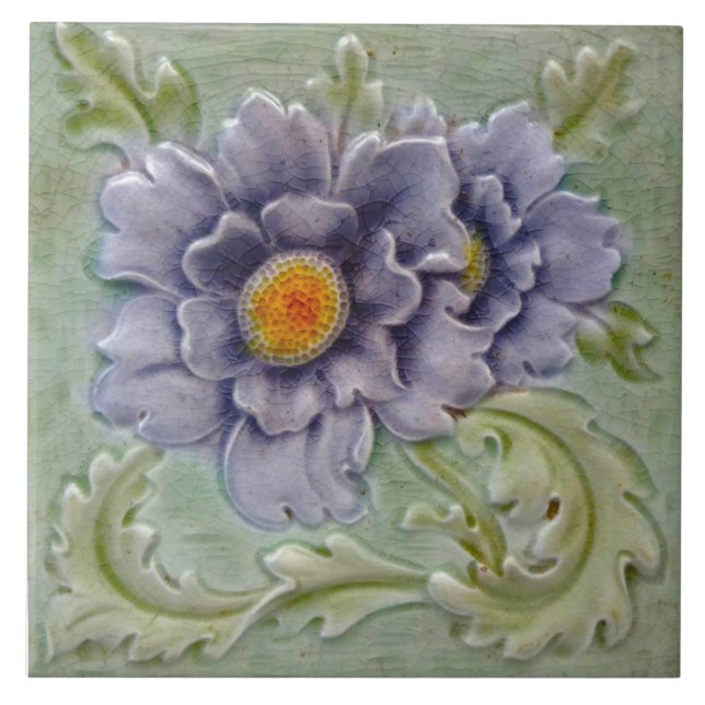 Carreau Repro Vive le vert mauve Majolica Faux Relief (Devant)