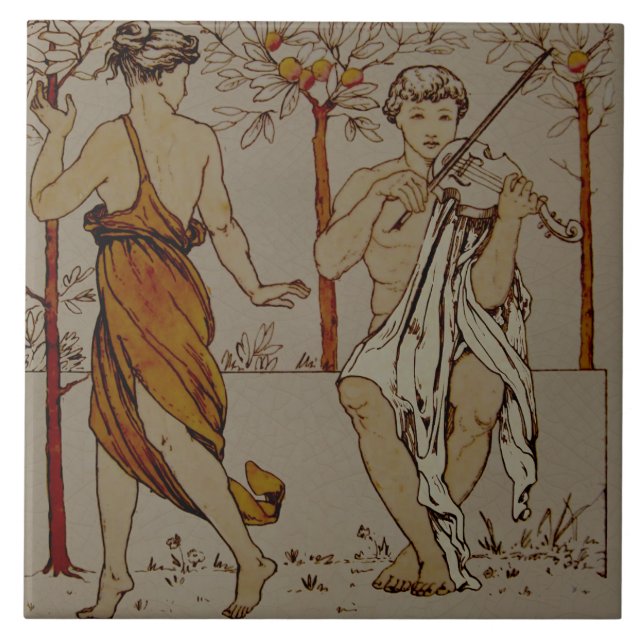 Carreau Repro Wedgwood Classic Orange Grove Violon Music (Devant)