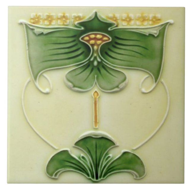 Carreau Reproduction 1900 Art Nouveau Majolica Floral (Devant)