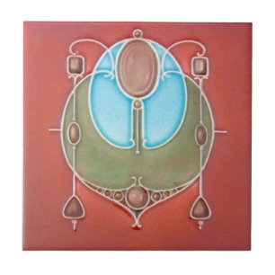Carreau Reproduction 1905 Johnson Colorful Art Nouveau