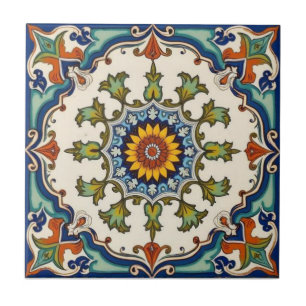 Carreau Reproduction colorée Iznik persan turc peinte à la