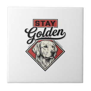 Carreau Restez Retriever d'Or Chien Vintage Vector Design_