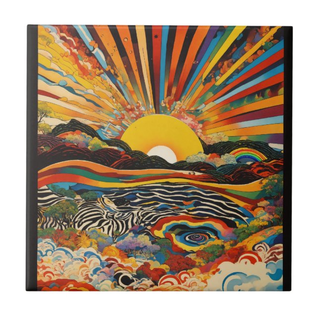 Carreau Retraite Sunset Mountain Lake (Devant)