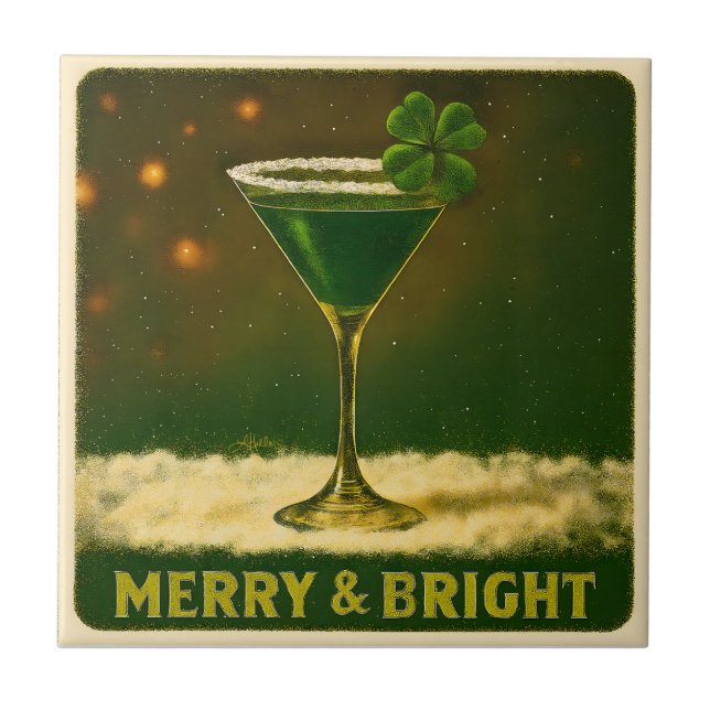 Carreau Retro 50s 4 Leaf Clover Irish Christmas Martini (Devant)
