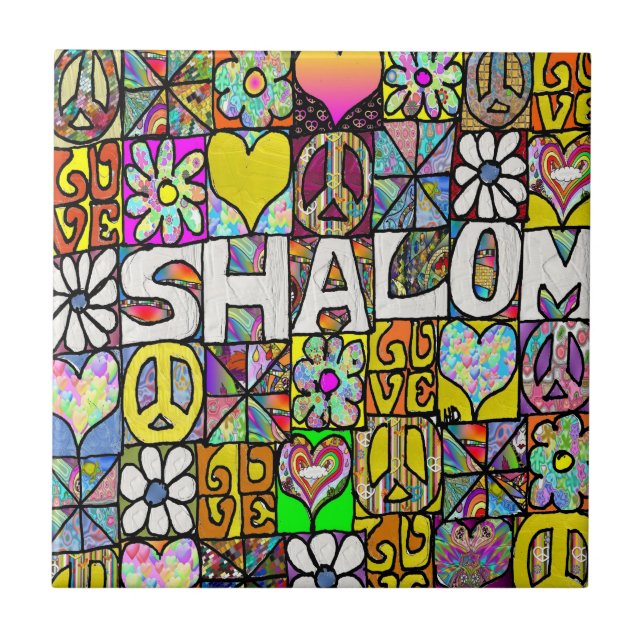 Carreau Retro 60s Psychedelic Shalom LOVE Carrelage en cér (Devant)