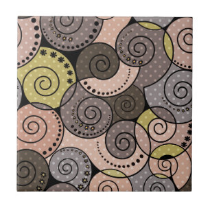 Carreau Rétro, abstrait, spirales