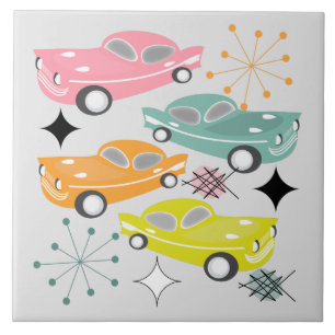 Carreau Retro Cars Starburst atomique moderne milieu du si