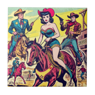 Carreau Retro Country Western Comics