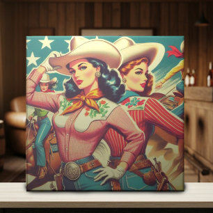 Carreau Retro Cowgirls Pin-ups