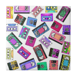 Carreau Rétro enregistreurs à cassettes modelés des années