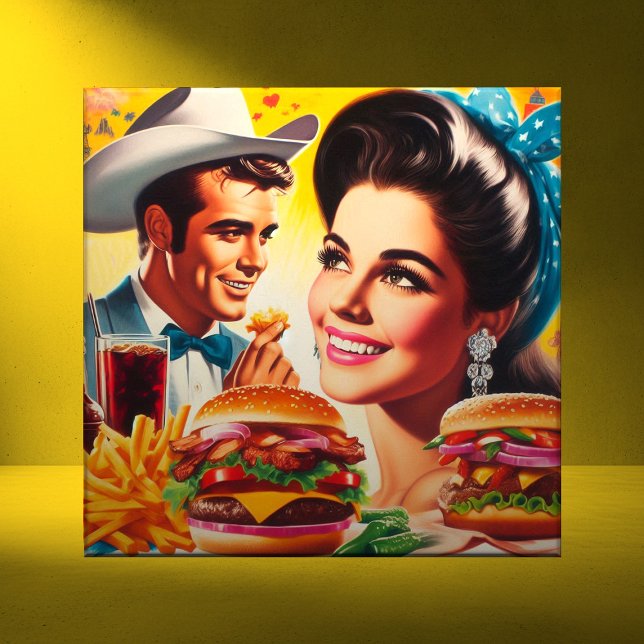 Carreau Retro Fast Food Couple (Créateur téléchargé)