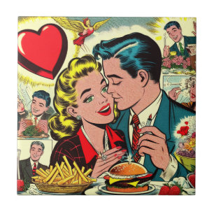 Carreau Retro Love Couple Comics