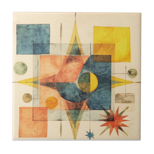 Carreau Retro Mid Century Atomic Geometric Pattern (Devant)