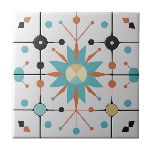 Carreau Retro Mid Century Atomic Geometric Pattern (Devant)