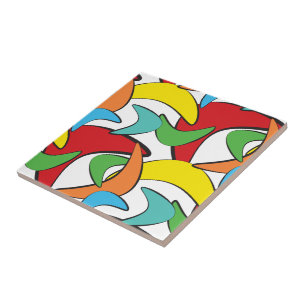 Carreau Rétro motif multicolore de boomerang